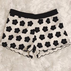 Mine Brand Scallop White With Black Flowers Shorts